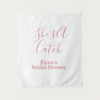 Tenture she's a catch bridal shower name date pink purple 