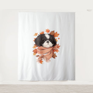 Tenture Shih Tzu Fall Dog Automne quitte Thanksgiving Copi