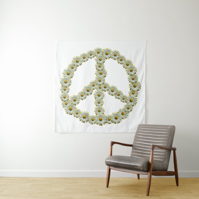 Tenture SIGNE SYMBOLE PAIX - Fleur Hippie guirlande (En situation)