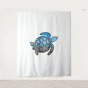 Tenture Silhouette de la tortue de mer sur les vagues de l