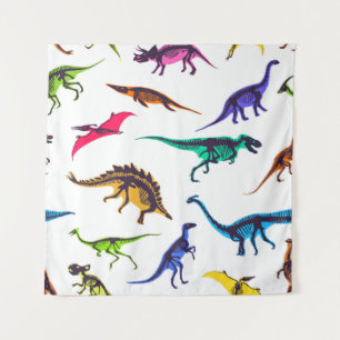 Tenture Silhouettes de dinosaures : motif de croquis vinta