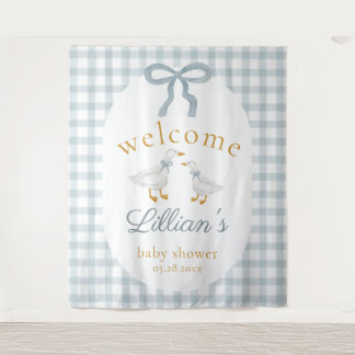 Tenture Silly Goose Blue Baby Shower Welcome Backdrop