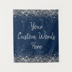 Tenture Silver Navy Blue Birthday Party Photo Booth Prop