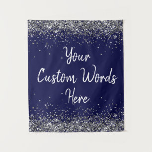 Tenture Silver Navy Blue Birthday Party Photo Booth Prop