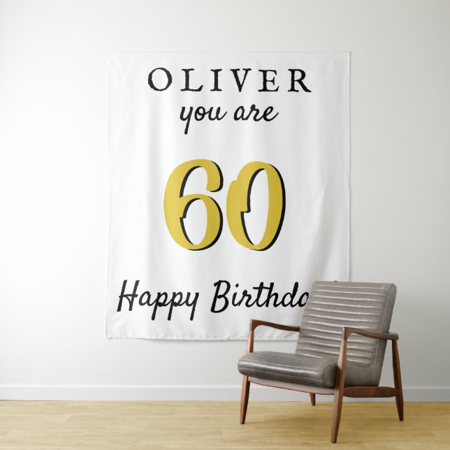 Tenture Simple 60e Joyeux Anniversaire Fête Toile de Fond (En situation)