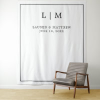 Simple Fond de Mariage Monogramme Noir et Blanc