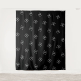 Tenture Simple Repeating Logo Pattern Black Wall Branding