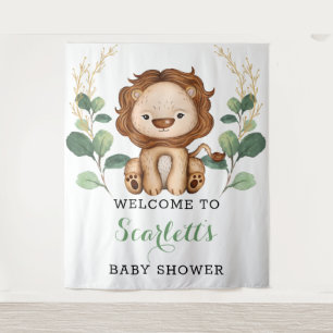 Tenture Simple Végétal Lion Doré Baby Shower Bienvenue