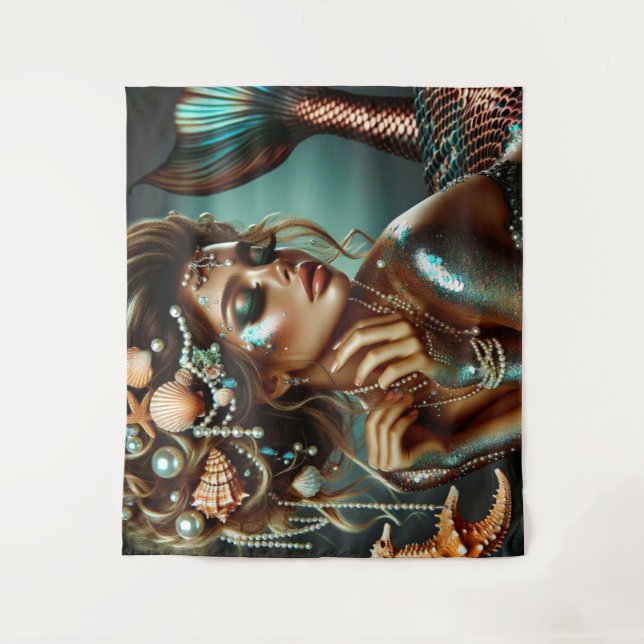 Tenture Sirène aux trésors de mer Bijoux (Devant)