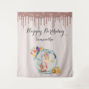 Tenture Sirène d'or rose Anniversaire arrière-plan Photo B