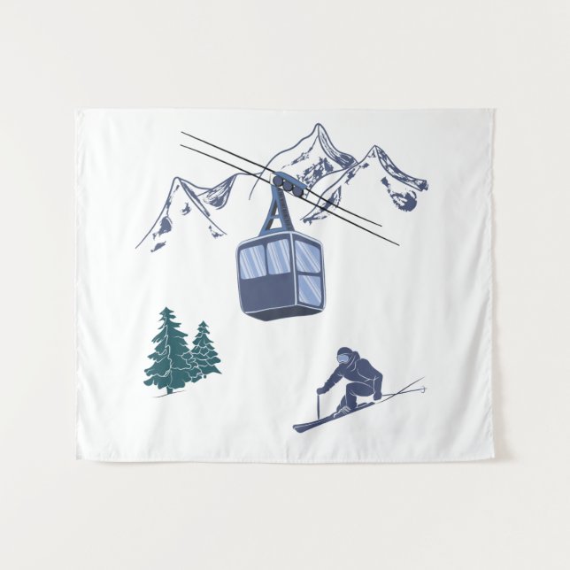 Tenture Ski Scene Sports d'hiver (Devant (Horizontal))