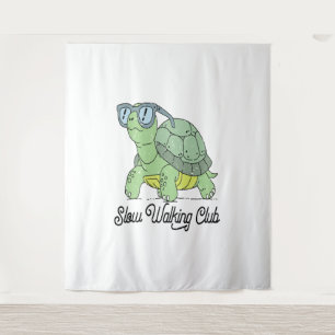 Tenture Slow Walking Club Cute Funny Turtle