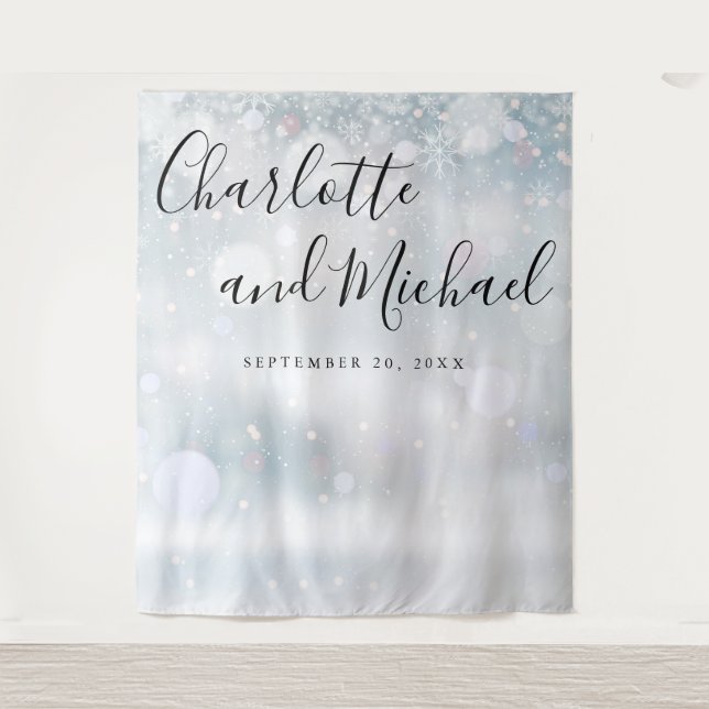 Tenture Snowflakes Mariage Photo Booth Backdrop (Devant)