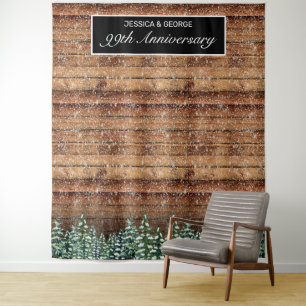 Tenture Snowy Wood & Forest Country Anniversaire Photo