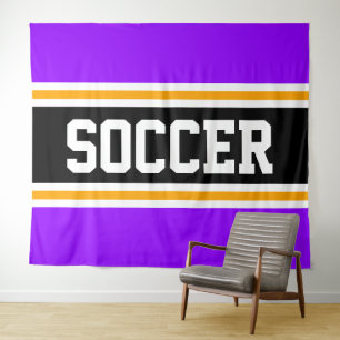 Tenture SOCCER Athlète Violet clair Noir Jaune rayures