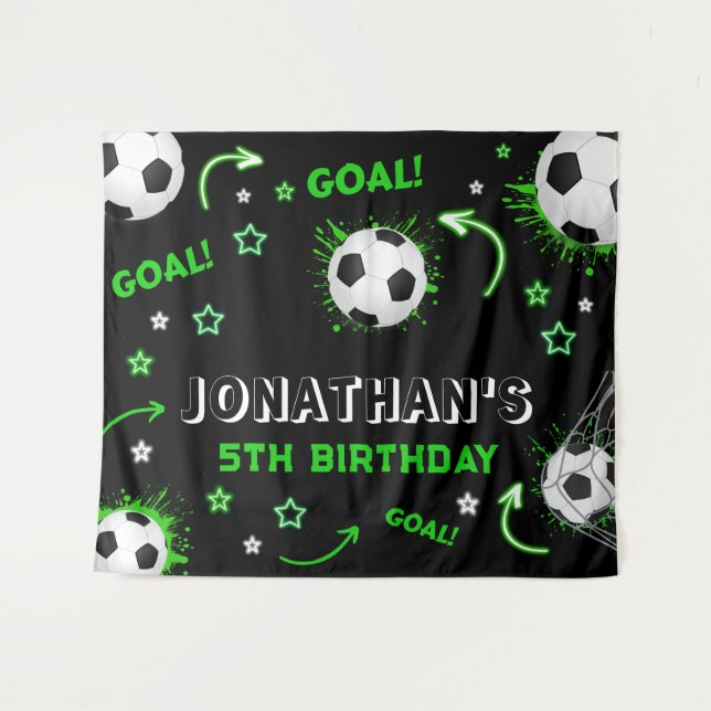 Tenture Soccer Ball Birthday Backdrop (Devant (Horizontal))