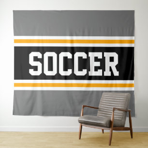 Tenture SOCCER Sport sportif Gris noir Jaune rayures