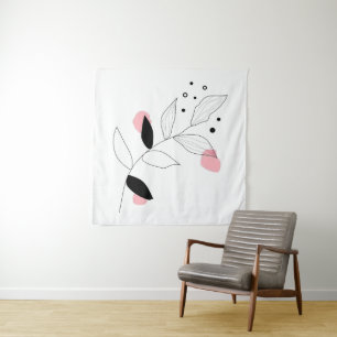 Tenture Soft Botanica – Art de ligne de feuille minimalist