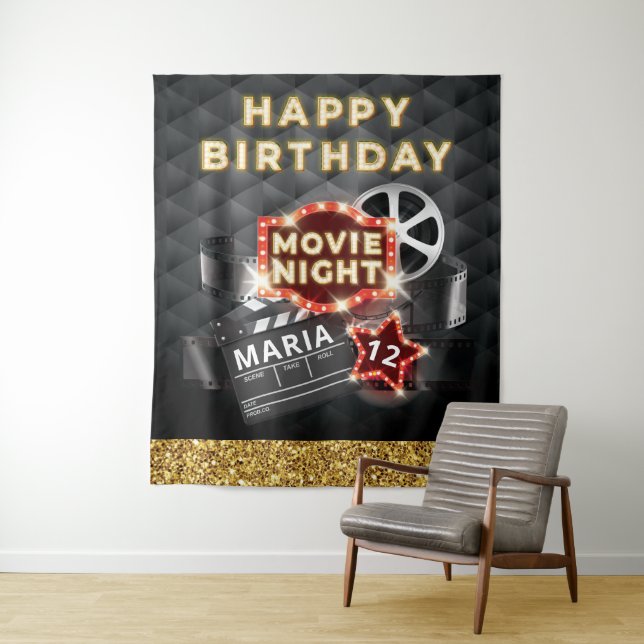 Tenture Soirée Cinéma Luxe Anniversaire (En situation)