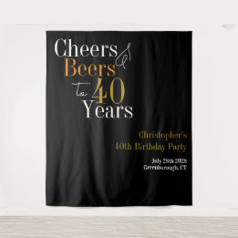 Tenture Soirée de 40e anniversaire, bière en toile de fond