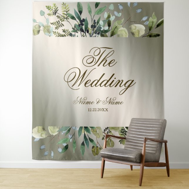 Tenture Soirée de mariage Vert Feuilles Golden Bronze Élég (En situation)