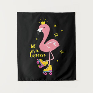 Tenture Sois une Reine Flamingo Rose Skate Roller Femmes F