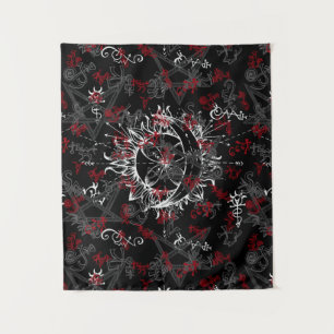 Tenture Soleil et Lune, Wicca, Sorcière, Pagan, Halloween