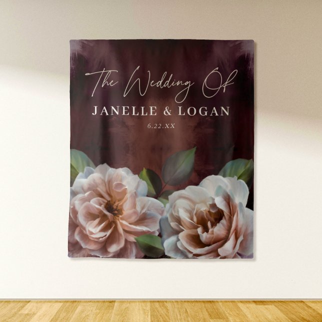 Tenture Sombre + Moody Rustic Floral Mariage Arrière-plan (Créateur téléchargé)