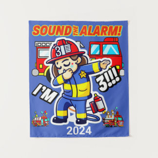 Tenture Sonnez l'alarme, j'ai 3 ans ! Anniversaire de pomp