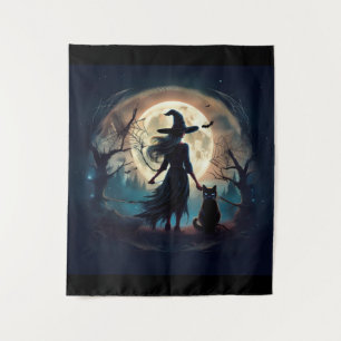 Tenture Sorcière de Joyeux Halloween à minuit