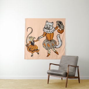 Tenture souris dansant avec une empreinte de chat