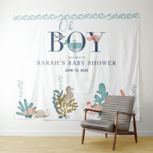 Tenture Sous l'eau Bleu Aquarelle Oh Garçon Baby Shower T