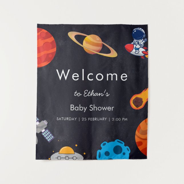 Tenture Space Boy Planets mignon Baby shower astronaute (Devant)