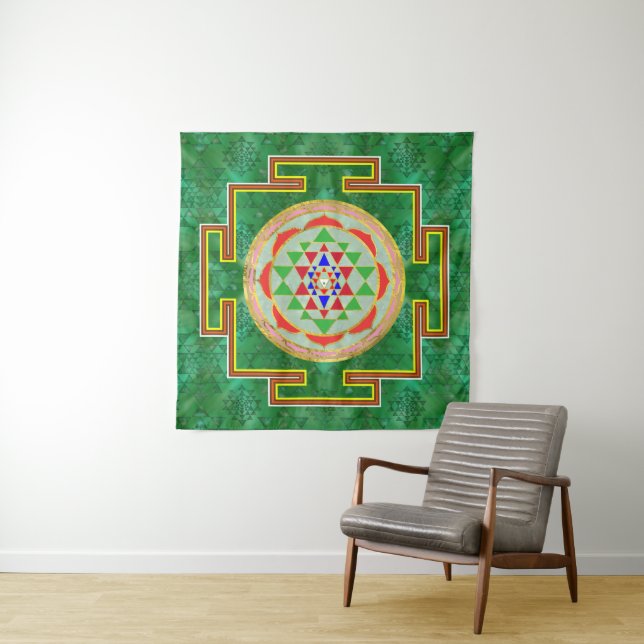 Tenture Sri Yantra/Sri Chakra en couleurs (En situation)