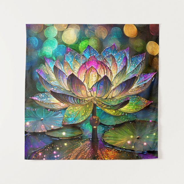 Tenture Stained Glass Vibrant Lotus Flower (Devant)