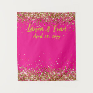 Tenture Stand de photo de mariage personnalisé Fuchsia et