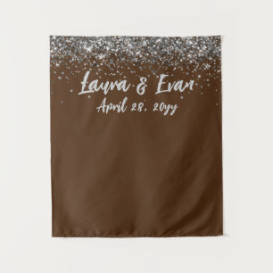 Tenture Stand de photo mariage argent chocolat personnalis