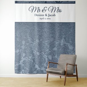 Tenture Stand de photobooth de mariage floral bleu poussié