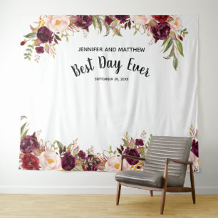Tenture Stand de photomaton de mariage floral aquarelle bo