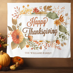 Tenture Stand personnalisé Joyeux Thanksgiving Fleurs Phot