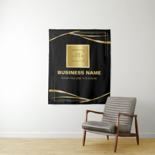 Tenture Stand photo d'entreprise Logo de marque noir Or