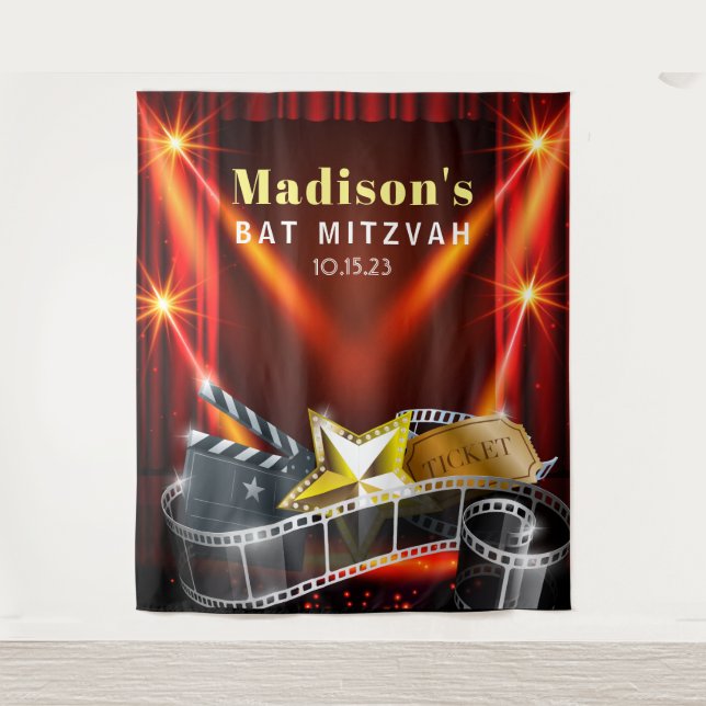 Tenture STAR DE CINÉMA HOLLYWOOD Invitation Bat Mitzvah (Devant)