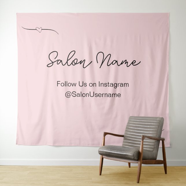 Tenture Station de selfie de salon noir rose pâle d'affair (En situation (horizontale))