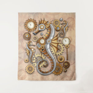 Tenture Steampunk Seahorse Vintage Surreal Art