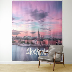 Tenture Stockholm Capitale de Suède Skyline de Nuit