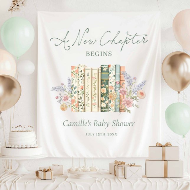 Tenture Storybook Baby Shower - A New Chapter Welcome (A New Chapter begins Welcome sign Tapestry)