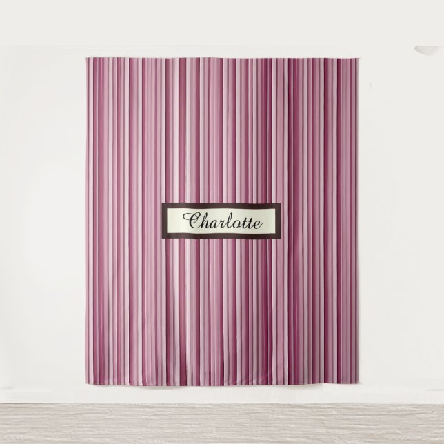 Tenture Stripes verticales contemporaines de couleur rose (Devant)