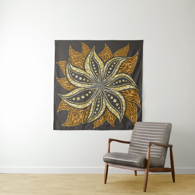 Tenture Style Batik Floral Abstrait africain (En situation)