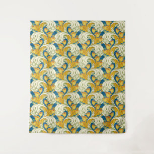 Tenture Style William Morris Tulp Tissu Floral sarcelle et