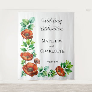 Tenture Sublime aquarelle Coquelicots rouges dans un style